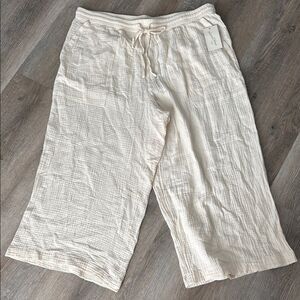 Universal thread Cream Wide-Leg pull on Gauze Pants size 1X 7/8 length
